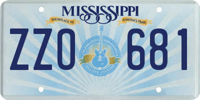 MS license plate ZZO681