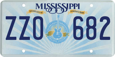 MS license plate ZZO682