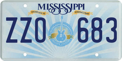 MS license plate ZZO683