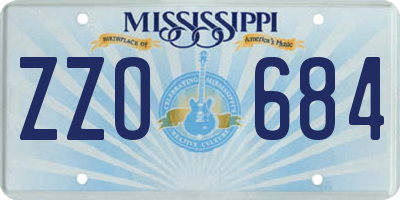 MS license plate ZZO684
