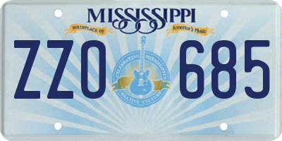 MS license plate ZZO685