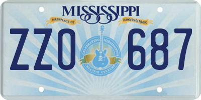 MS license plate ZZO687