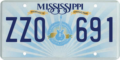 MS license plate ZZO691