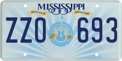 MS license plate ZZO693