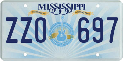 MS license plate ZZO697