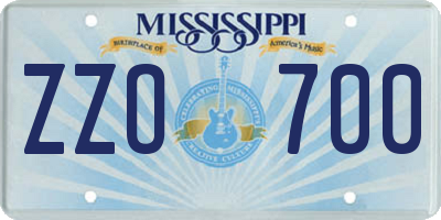 MS license plate ZZO700