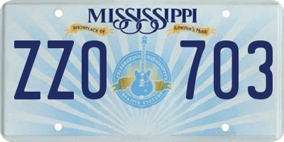 MS license plate ZZO703