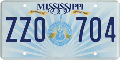 MS license plate ZZO704