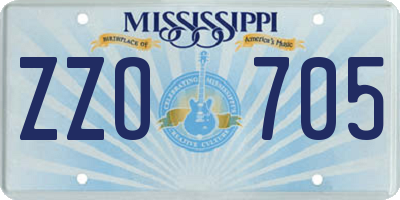 MS license plate ZZO705