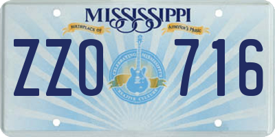 MS license plate ZZO716