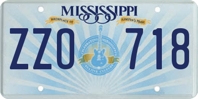 MS license plate ZZO718