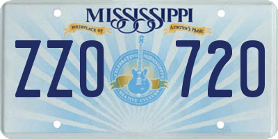 MS license plate ZZO720