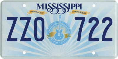 MS license plate ZZO722