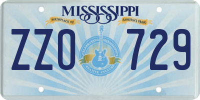 MS license plate ZZO729