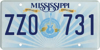 MS license plate ZZO731