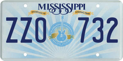 MS license plate ZZO732