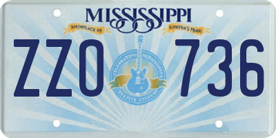 MS license plate ZZO736