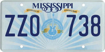 MS license plate ZZO738