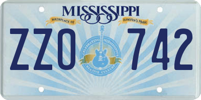 MS license plate ZZO742