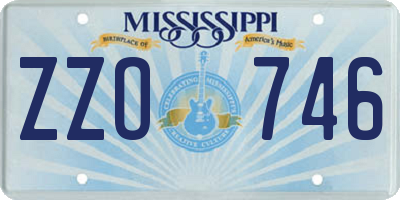 MS license plate ZZO746