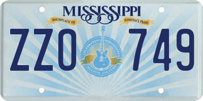 MS license plate ZZO749