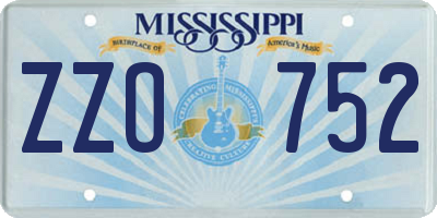 MS license plate ZZO752