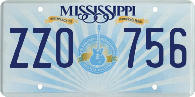 MS license plate ZZO756