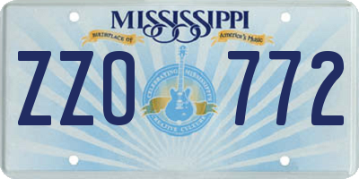 MS license plate ZZO772