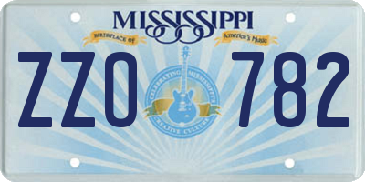 MS license plate ZZO782