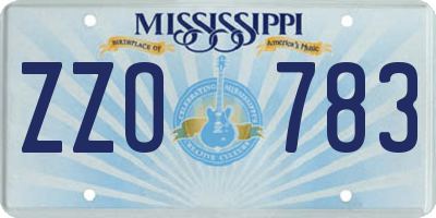 MS license plate ZZO783