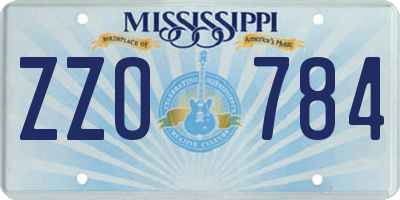 MS license plate ZZO784