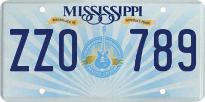 MS license plate ZZO789