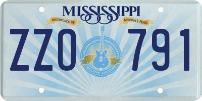 MS license plate ZZO791