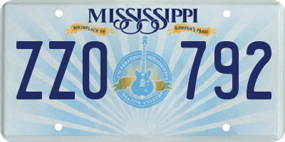 MS license plate ZZO792