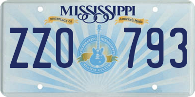 MS license plate ZZO793