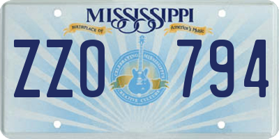 MS license plate ZZO794