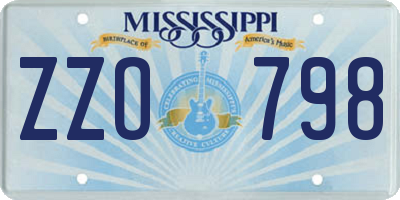 MS license plate ZZO798