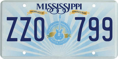 MS license plate ZZO799