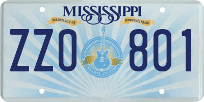 MS license plate ZZO801