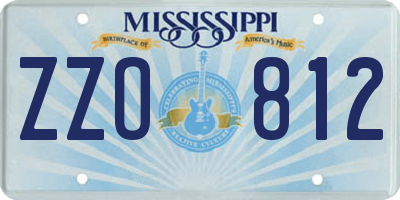 MS license plate ZZO812