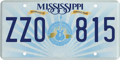 MS license plate ZZO815