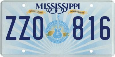 MS license plate ZZO816