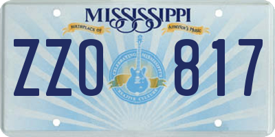 MS license plate ZZO817