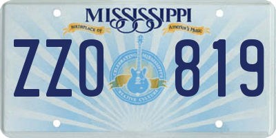 MS license plate ZZO819