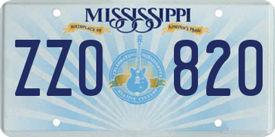 MS license plate ZZO820