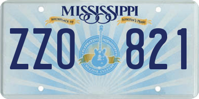 MS license plate ZZO821