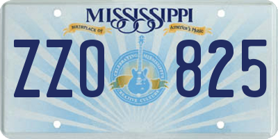 MS license plate ZZO825