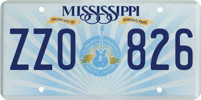 MS license plate ZZO826