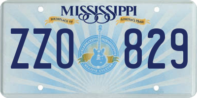 MS license plate ZZO829