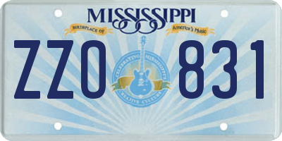 MS license plate ZZO831